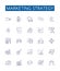 Marketing strategy line icons signs set. Design collection of marketing, strategy, planning, tactics, objectives, target