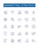 Marketing strategy line icons signs set. Design collection of marketing, strategy, planning, tactics, objectives, target