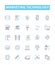 Marketing technology vector line icons set. Marketing, Technology, Digital, Platforms, Analytics, Automation, eCommerce