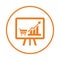 Marketing, trend, analysis, report, view icon. Orange vector design.