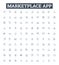 Marketplace app vector line icons set. Marketplace, App, Shopping, Online, Store, Buy, Sell illustration outline concept