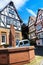 Marketplace with city fountain in Ortenberg, Germany