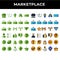 Marketplace icon set include store,reward,favorite,diamond,customer,list,reputation,question,help,bag,dollar,basket