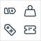 Marketplace line icons. linear set. quality vector line set such as ticket, price, weight