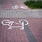 Marking on a bicycle path in two directions at the port of Swinoujscie