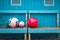 Marking Buoys and Crab Trap on Blue Bench