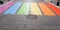 Marking in LGBT colors lesbian gay pedestrian crossing in street city