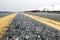 Marking yellow runway of a small airfield.