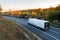 Marks and Spencer lorry in motion on british motorway