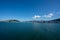 Marlborough Sounds in New Zealand on a clear sunny day - view from the ferry crossing between Wellington and Picton