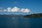 Marlborough Sounds in New Zealand on a clear sunny day - view from the ferry crossing between Wellington and Picton