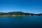 Marlborough Sounds in New Zealand on a clear sunny day - view from the ferry crossing between Wellington and Picton