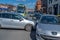 Marlborough, Wiltshire, UK, March, 24, 2019: A close up of a runaway car that has blocked the one way system in