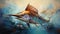 Marlin Art: Speedpainting In Light Amber And Blue By Jared Van Emmelen