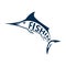 Marlin fish logo. Swordfish fishing emblem. Angry marlina. Design elements for fisherman club or tournament. Big game