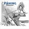 Marline fish in waves on retro grunge background - creation logo, emblem, fishing clubs