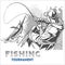 Marline fish in waves on retro grunge background - creation logo, emblem, fishing clubs