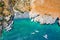 Marmara beach at the end of Aradena gorge and coastline alongside e4 trail at south-west coast of Crete island, Greece