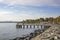 Marmara sea view from florya beach in autumn season in istanbul