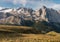 Marmolada mountain range with Marmolada glacier in Dolomites