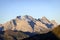 Marmolada Mountain seen from Passo di Giau in a sunny autumn day.