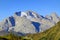 Marmolada Peak seen from Passo di Giau in a sunny autumn day.