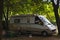 Marmore, Italy - July 26, 2019: Old Cobe Iveco daily camper, rv motorhome. outdated, retro model