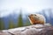 marmot on log, calling to others