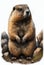 Marmot portrait on white background. AI Generated