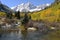 Maroon Bells and Creek in Autumn