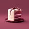 Maroon Cake: 3d Food And Dairy Graphic Design In Dark Red And Light Magenta