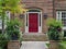 Maroon colored front door