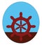 A maroon-colored ship`s steering wheel/Helm vector or color illustration