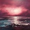 Maroon Contemporary Seascape Abstract Painting