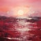 Maroon Expressionism Seascape Abstract Painting