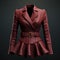 Maroon Leather Jacket: Hyper Realistic 3d Fashion With Detailed Design