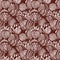 Maroon red country floral blockprint linen seamless pattern. Allover print of French cottage interior cotton effect