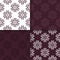 Maroon wallpaper set of seamless patterns with floral ornaments