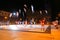 Marostica, VI, Italy - September 9, 2016: flag wavers during night great show