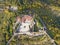 Marostica, Vicenza, Italy. Drone aerial view of the castle on the top of the hill