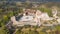 Marostica, Vicenza, Italy. Drone aerial view of the castle on the top of the hill