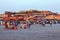 MARRAKESH, MOROCCO - JUNE 03, 2017: Evening in the famous Jemaa el-Fnaa square also Jemaa el-Fna, Djema el-Fna, or Djemaa el-Fnaa