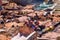 MARRAKESH, MOROCCO - JUNE 04, 2017: Unknown wokers on the old tannery in Marrakech on a sunny day