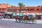 MARRAKESH, MOROCCO - JUNE 05, 2017: View of the tourist carriage on the famous Jemaa el-Fnaa in the medina of Marrakesh on a sunny