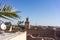 Marrakesh morocco medina with mosque viewed from rooftop