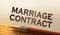 Marriage contract and luxury pen. Pre-marital prenuptial agreement concept