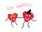 Marriage couple - two smiling flower hearts holding hands, text