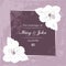 Marriage design template with custom names in square frame flowers. Vector illustration.