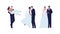 Marriage diversity character set. Vector flat design people wedding illustration. Heterosexual couple of bride in dress and groom