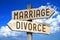 Marriage, divorce - wooden signpost